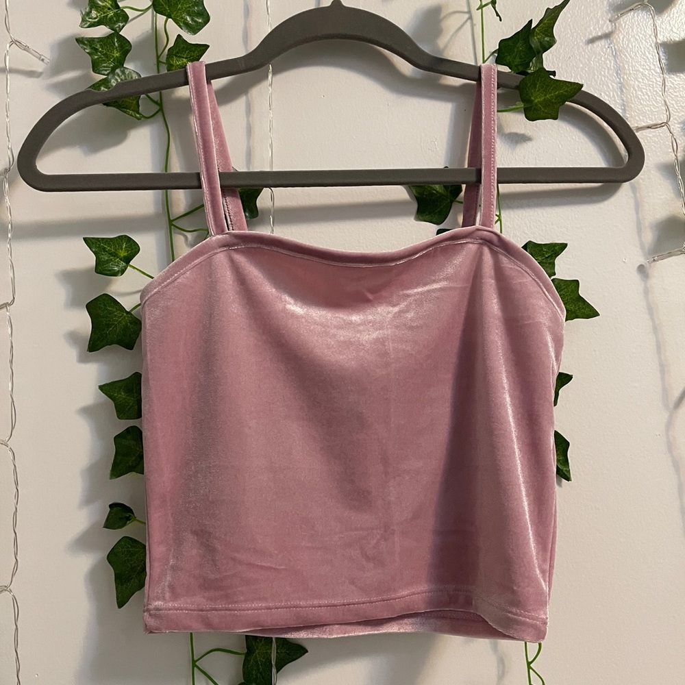 Velvet Light Pink Cropped Top